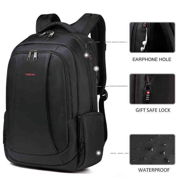 Backpack Style Baghot vendendo Tigernu Anti -Roubo Men Laptop Fashion School for Male 220723