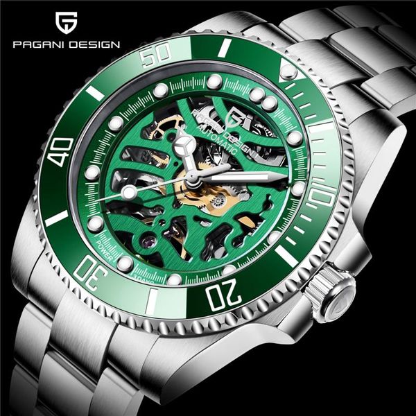 

luxury watch military wristwatch men waterproof 100m stainless steel tourbillon sport wrist reloj hombre wristwatches, Slivery;brown
