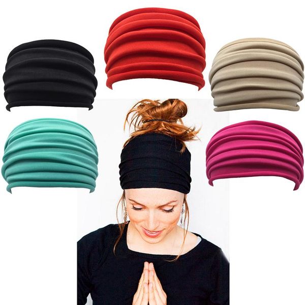 

sweatband fashion wide stretch headbands sport yoga gym headband hairband head belts for women elastic wrap band bandanas, Yellow;black