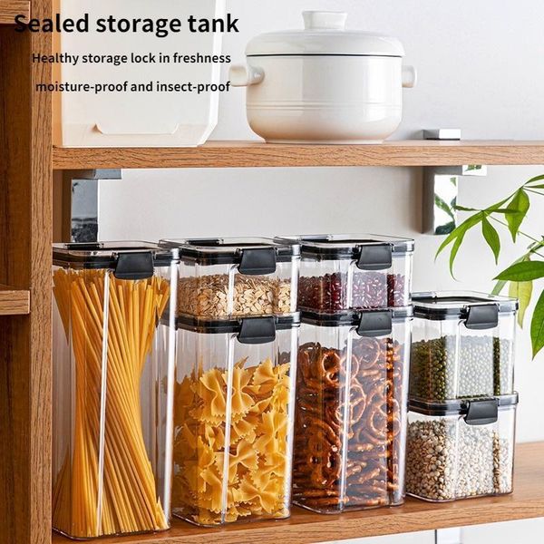 

storage bottles & jars 1pcs 700/1300/1800ml food container plastic kitchen refrigerator noodle box multigrain storagetanktransparentsealed c