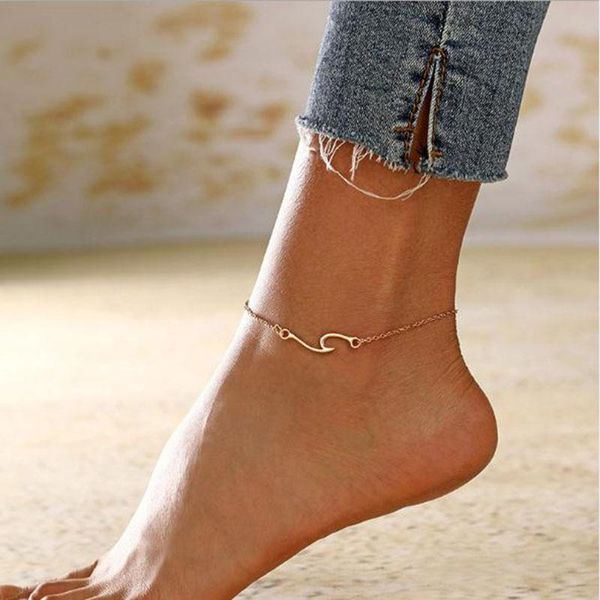 

anklets boho beach wave anklet gold silver color for women bride fashion endless charm ankle bracelet dress sandals jewelry gifts, Red;blue