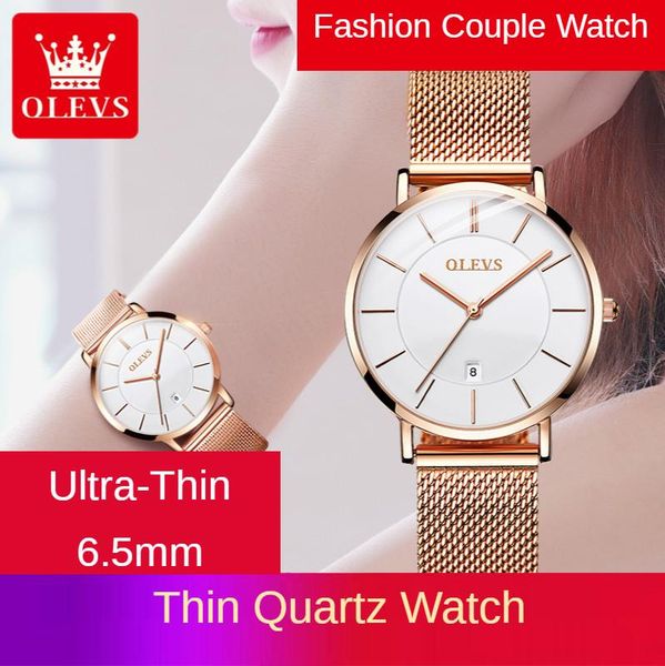 

wristwatches fashion couple watch thin student quartz ladies women's ultra-thin 6.5mm, Slivery;brown