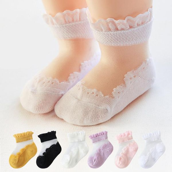 

colors socks cute arrival lace ruffle baby solid color soft anti-slip princess girls spring autumn short tube, Pink;yellow