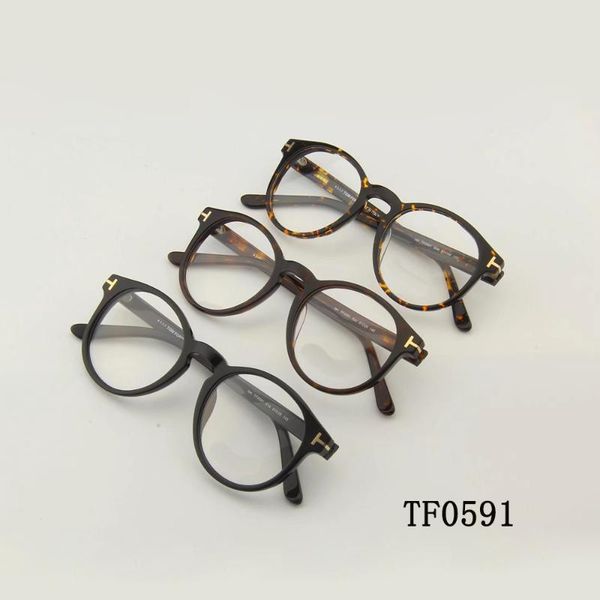 

fashion sunglasses frames original tom brand optical eyeglasses frame forde round acetate women men reading myopia prescription tf0591, Black