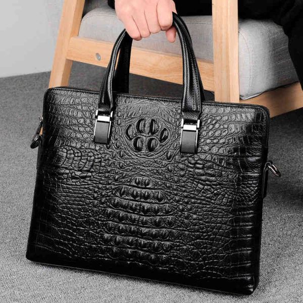 

handbag men's 2021 crocodile leather business briefcase double zipper