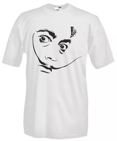 

j205 grid salvator dali-surrealism moustache cotton t-shirt, White;black