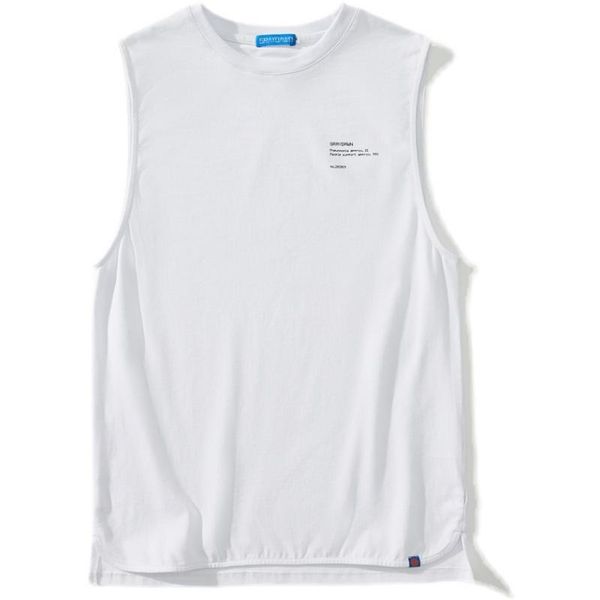 

men's vests 2021 solid color printing simple arc hem vest men, Black;white