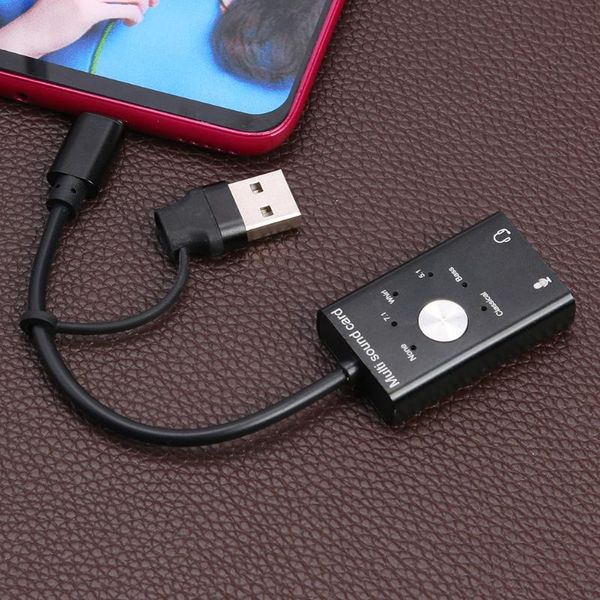 

sound cards usb 2.0 type-c external card 3.5mm jack headphone microphone audio adapter support 3d 96khz mode output