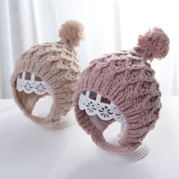 

caps & hats style children wool hat small ball kids knitted 5 color girl winter accessories hook flower babies warm all match cap, Yellow