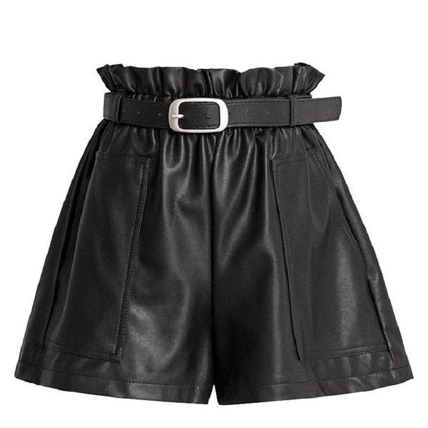 

women's pants & capris fashion women pu leather short, Black;white