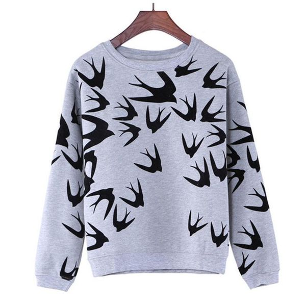 

women's hoodies & sweatshirts tracksuits arrival sale polyester 2021 m-xl grey women spring sweatshirt stylish cute swallow sleeve pull, Black