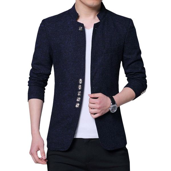 

men's suits & blazers 2021 fashion casual boutique stand collar business suit coat / male metal buttons slim fit jacket, White;black