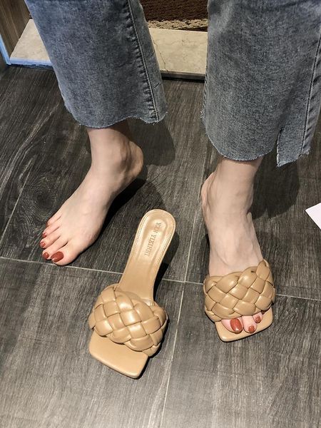 

sandals 2021 summer ladies slippers all-match high-heeled trendy, Black