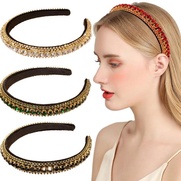 

colorful baroque rhinestone jewel hairband for women graceful slim side headband hair bands head hoop girls accessories