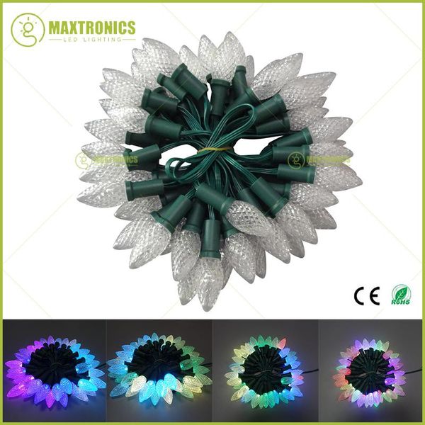 

wholesale price 500nodes addressable rgb c7/c9 dc12v ws2811 led christmas pixel string light all green wire waterproof ip68 modules