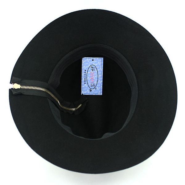 

cool black zipper fedora vintage women ladies floppy wide brim wool felt fedora cloche hat capg, Blue;gray