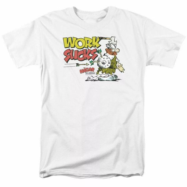 

hagar the horrible work sucks t shirt licensed comic book tee white, White;black
