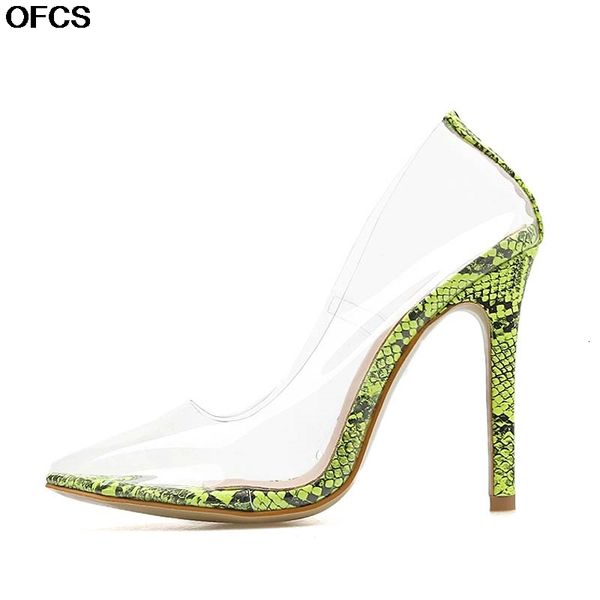 

sandals pumps fashion green serpentine women pvc transparent crystal female high heels party dress shoes for 7p61, Black
