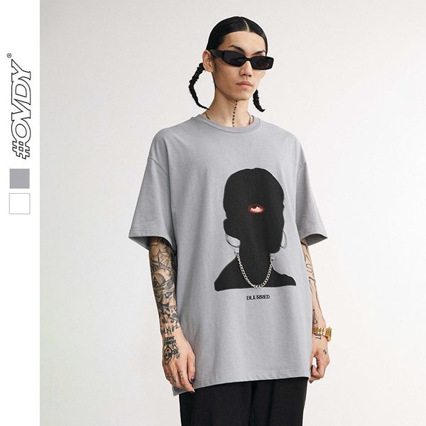 

wxwovdy men's 2021 spring and summer new street personality fashion brand face printing couple loose short sve men's clothing, White;black