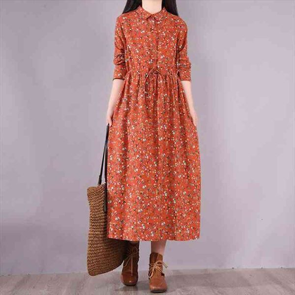 

spring autumn loose vintage womens dresses waist tie vestido de mulher robe small floral long, Black;gray