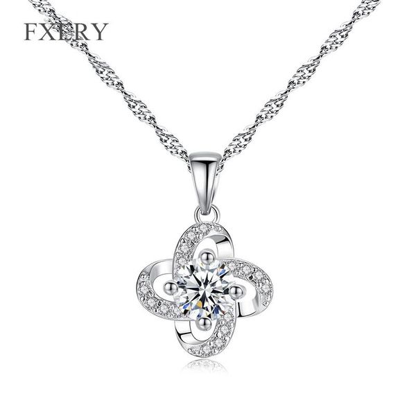 

pendant necklaces fxlry romantic silver color for women classic flower zircon party charms jewelry