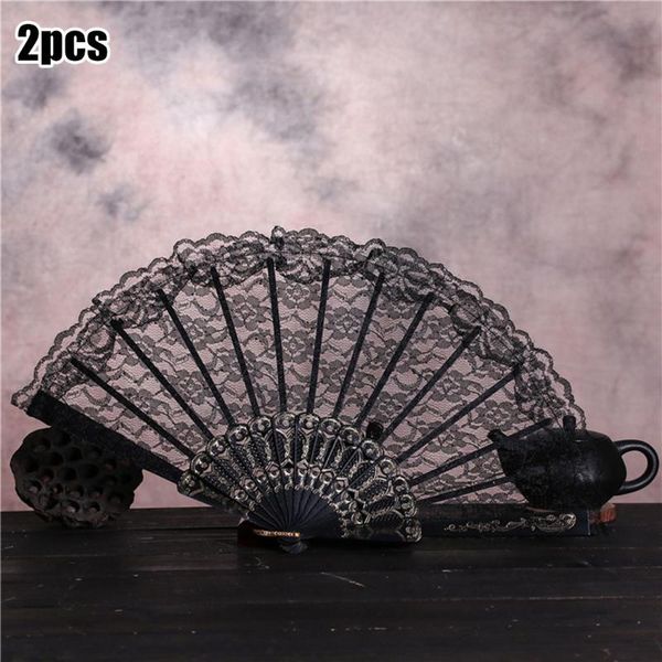

other home decor 2pcs vintage wooden style silk folding fan pattern art craft hand decoration role-playing accessories wall