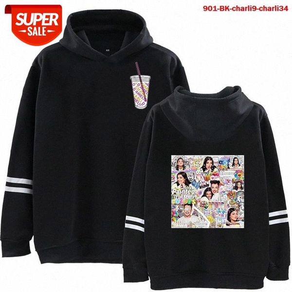 

internet celebrity charli d'amelio creative printing trend sweater thickened hedging casual hoodie #nj29, Black
