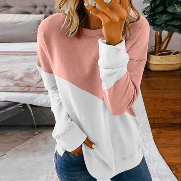 

women's hoodies & sweatshirts 2021 casual women o-neck sweatshirt patchwork long sleeve pullover kawaii spring autumn print 2xl, Black