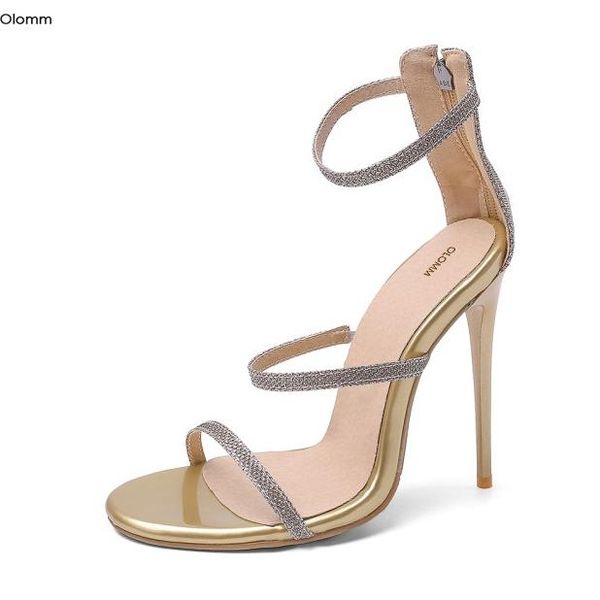 

dress shoes olomm arrival women sandals stiletto high heels open toe gold silver black party us plus size 5-15