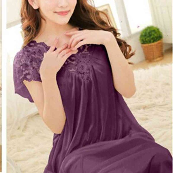 Envio Mulheres Lace Sexy Nightdress Meninas Plus Roupão de Roupão Grande Sleepwear Nightgown Y02-3