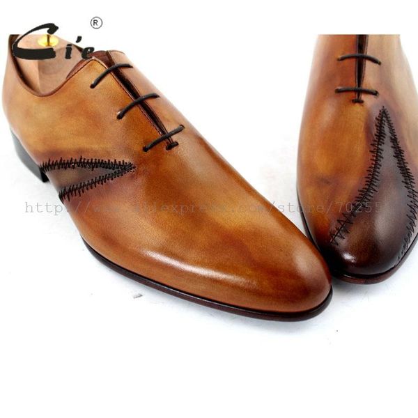 

dress shoes cie custom bespoke handmade genuine calf leather men's oxford patch lacing shoe color brown no.ox195 mackay craft, Black