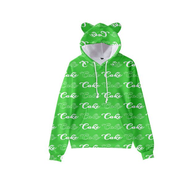 

white letter printing cute boy girl clothes hooded 3d printing hooded sweater autumn early winter ears hooded pullover, Black