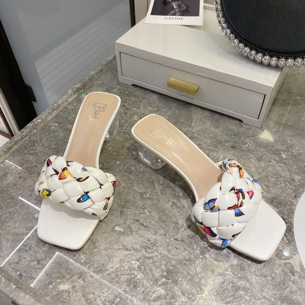 

slippers fashion thin heeled ladies mules elegant female high heels outside slides women sandals 2021 summer square toe, Black