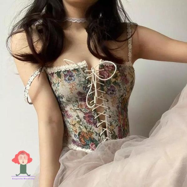

belts corset mujer vintage crop omen bustier floral tank flower camisole tanks for streetwear party club cinturon, Black;brown