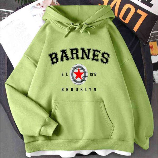 Barnes 1917 Felpa con cappuccio Donne harajuku Superhero Bucky Barnes Hoodies Show televisivo della felpa degli anni '90 con abbigliamento da donna hood x1106