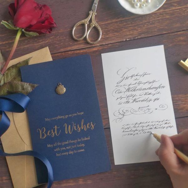 

greeting cards dark blue retro bronzing creative copper birthday card thank you tanksgiving fther's day business