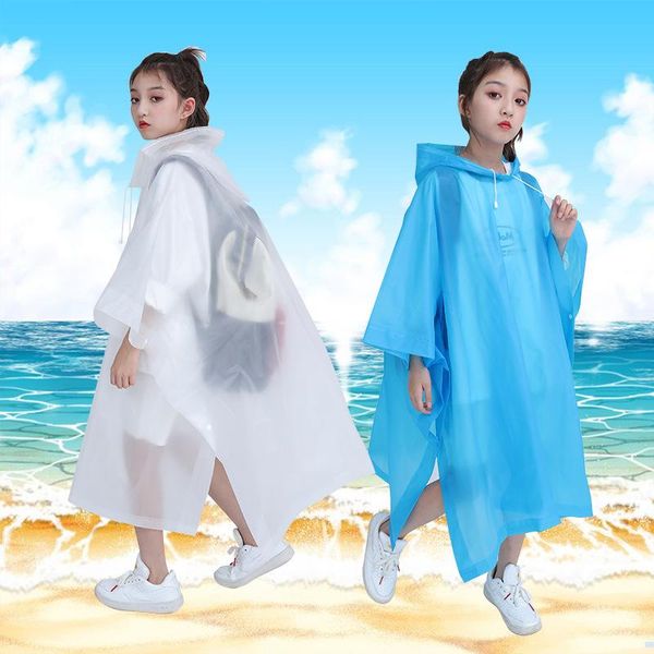 

raincoats reusable kids children's raincoat poncho waterproof portable solid color student rain coat rainwear clothes cover hooded