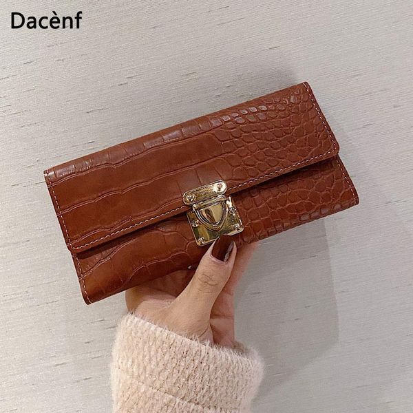 

wallets leather long for women 2021 vintage purse female money bags folding coins bag card holding, Red;black
