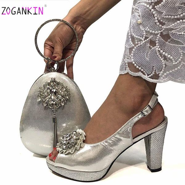 

dress shoes latest coming italian lady and bag set nigerian design matching african for party in silver, Black