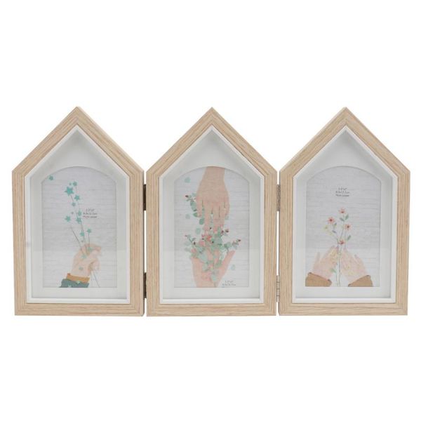 

1pc tri-fold picture frame table po 5 inches holder (wood) frames
