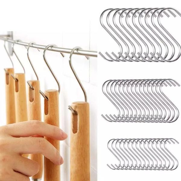 

hooks & rails 10pcs stainless steel s hook kitchen bedroom organizer multi-function railing hanger clasp holder hanging tools