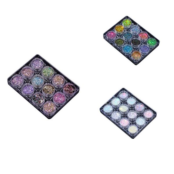 

nail glitter powder pigment set fluorenscence spangle make up decor, Silver;gold