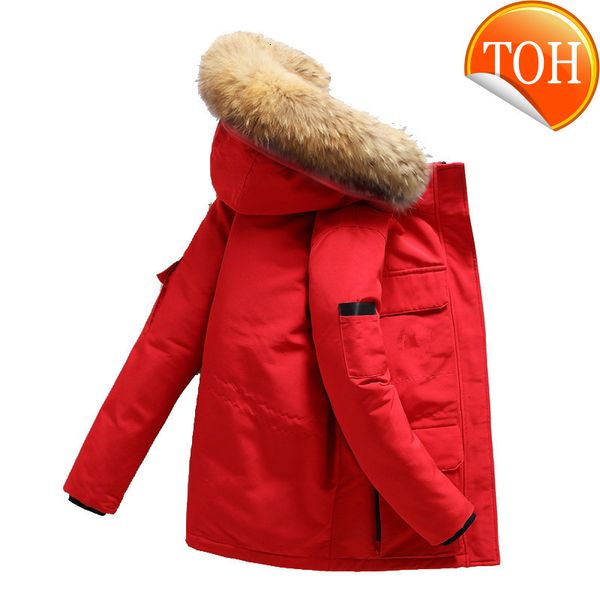 

winter 90% men down jacket men fashion thick warm parkas fur white duck coats casual man s, Black