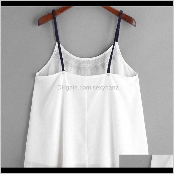 

tanks camis & tees womens clothing apparel drop delivery 2021 dropship women sleeveless tank embroidered chiffon cami blouse jun1318, White