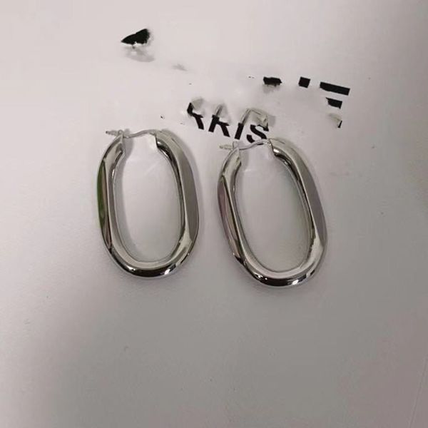 

aaa designer jewelry ce lisa's same celli gold plated oval circle hoop french minimalist cut earrings, Golden;silver