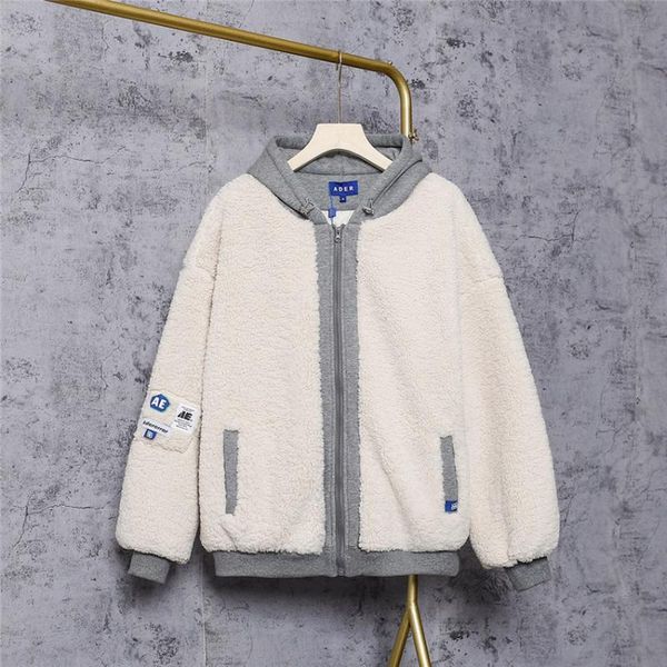 

men's hoodies & sweatshirts cardigan lamb wool ader error hoodie women men adererror hooded coat, Black