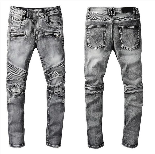 Jeans de designer de designer de moda de jeans Trendy Denim Ripped Biker para homens Design Jeans Hip Hop Women Pants Jogger T44