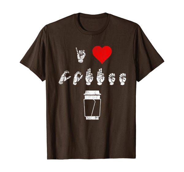

ASL / Sign Language I Love Coffee - Deaf Coffee Lovers Shirt, Mainly pictures