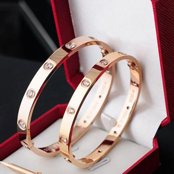 

love bracelet bangle silver rose gold 4cz titanium steel screw screwdriver s couple bangles nail jewelry size 15-22, Black