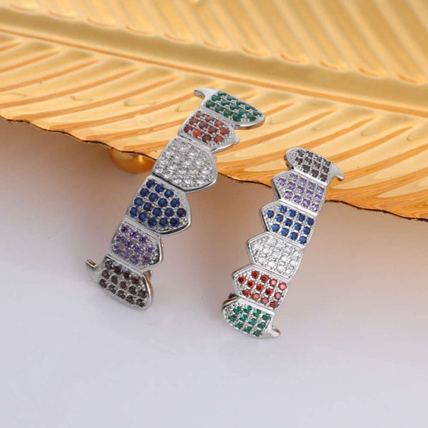 

fashion hip hop colorful zircon teeth cover, Silver